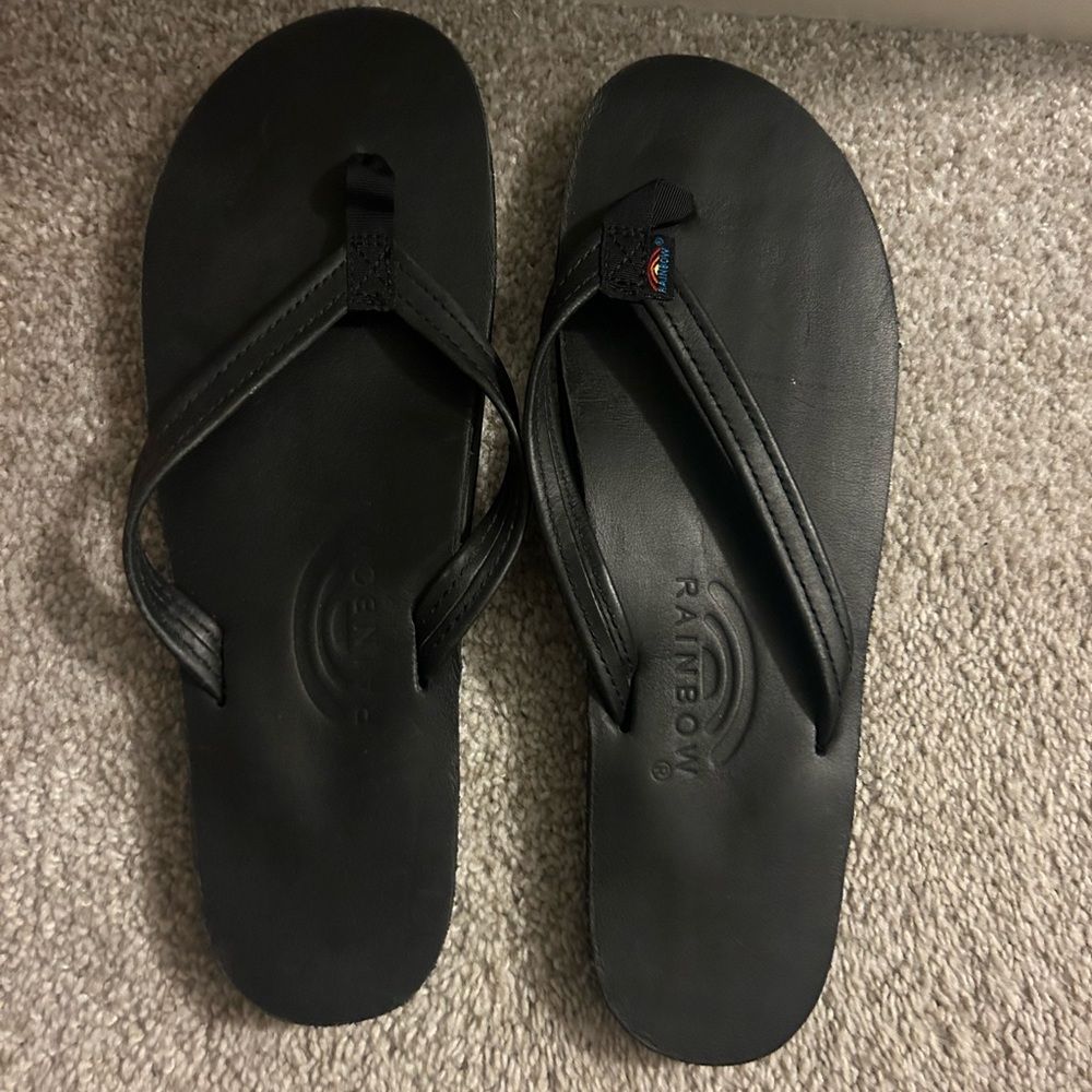 Black Rainbow Flip Flops